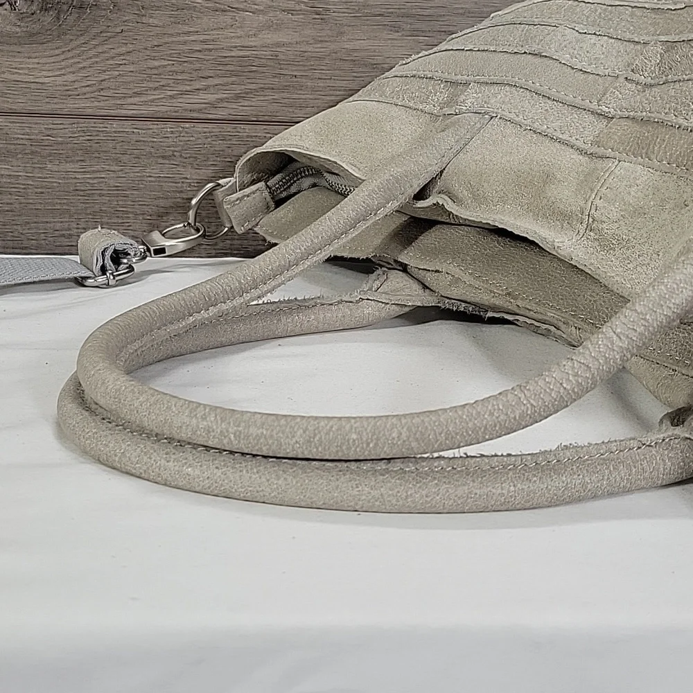Monserat De Lucca for Anthropologie Gray Leather Tote Shoulder Bag